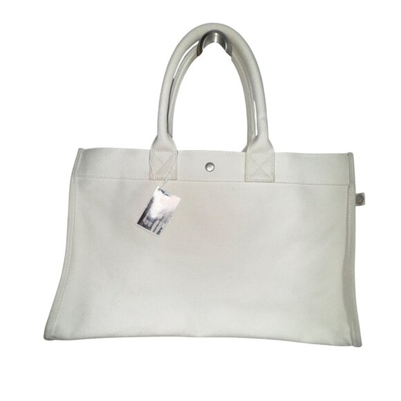 Quilted Koala East West Canvas Tote Bag With Dual Handles 19 X 13 Natural Purse - Picture 1 of 7